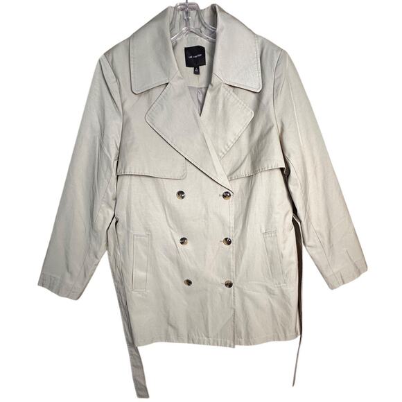 The Limited Y2K Beige Double Breasted Trench Coat Women's Sz L Rain flap Lined - Picture 12 of 16